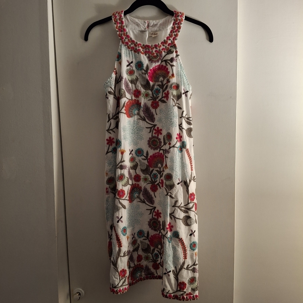 Dolma Women's Vibrant Floral Embroidered Midi Dress